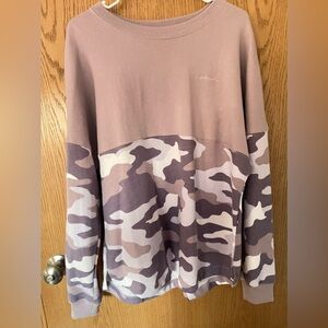 PINK Crew Neck Pull Over Sweatshirt - Purple Camo